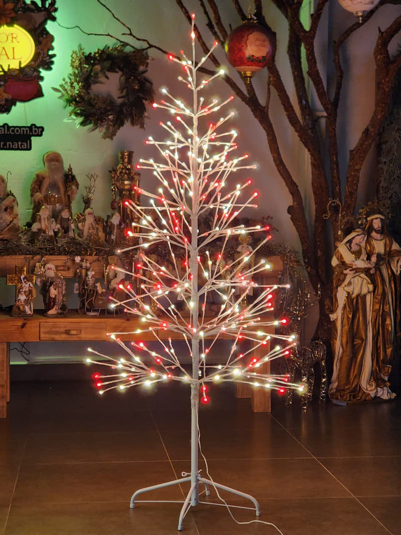 ÁRVORE DE LED COM 360 LEDS 170CM VERMELHA E BRANCO BIVOLT