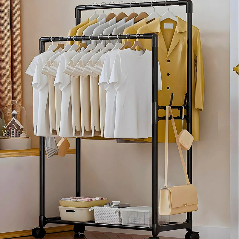 Cabideiro Duplo com Arara e Sapateira com Rodinhas