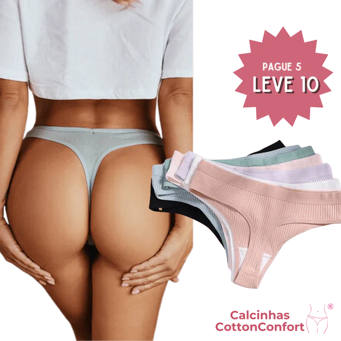 Kit 10 Calcinhas AlgodãoConfort 100% Algodão Premium COMPRE 5 LEVE 10 - (10 UNIDADES)