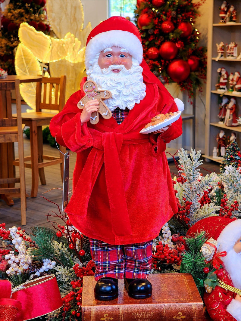 PAPAI NOEL COLECIONÁVEL DE PIJAMA VERMELHO 45CM - PRÉ VENDA 2025